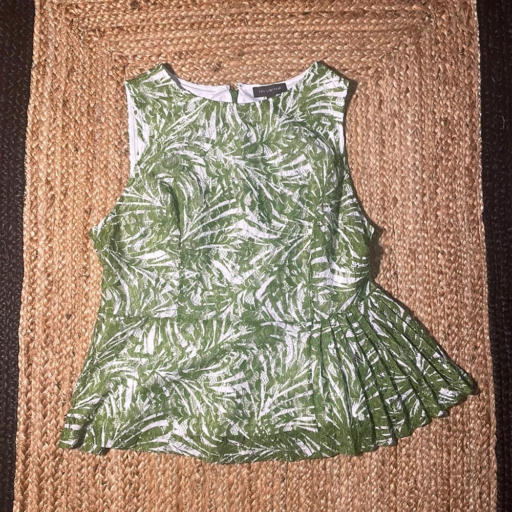 The Limited Green Tropical Lace Floral Top Sz Petite Large